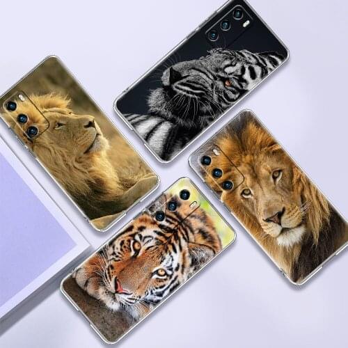 Lion Tiger Animals Case for Huawei Y6 Y7 Y9 2019 Smartphone Cover Y9a Y7a Y8s Y8p Y6p Y5p Soft Transparent Silicone Couqe Capa