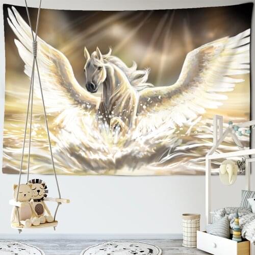 Fantasy Pegasus Animal Tapestry Flying Horse Wall Hanging Wall Tapestry Hippie Wall Carpets Dorm Decor Psychedelic Home Tapestry
