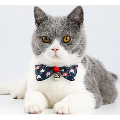 Pet Small Dog Cat Bow Tie Necktie Collar with Bell Adjustable Neck Strap Puppy Kitten Bowtie Collar Cat Wedding Grooming Product