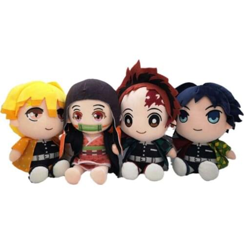20CM Demon Slayer Kamado Tanjirou Agatsuma Zenitsu Tomioka Giyuu Kochou Shinobu Doll Model Plush Gift for kids