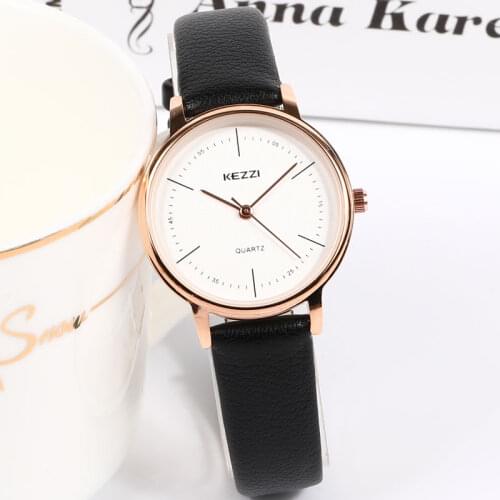 KEZZI Brand Simple Business Casual Men’s Women‘s Watch Fashion Golden Ladies Quartz Wristwatches Waterproof Leather Lovers Clock