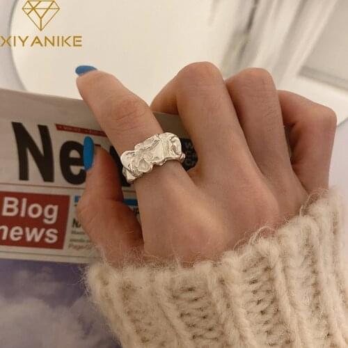 XIYANIKE 925 Sterling Silver Spot Irregular Folds Ring Female Personality Jewelry Factory Direct Original Handmade Wholesale