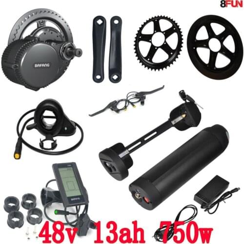 48V 750W BBS02B bafang mid drive electric motor kit + 48V 750W battery 48V 13AH use samsung cell electric bike battery
