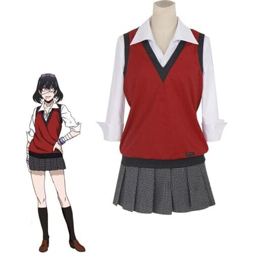 2020 Ikishima Midari Cosplay Costume Kakegurui Compulsive Gambler Wigs Free Accessories JK Uniform Schoolgirl Anime School Suit