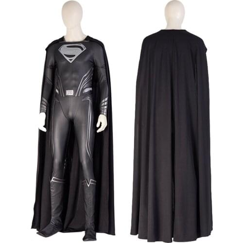 Adult Superhero Clark Kent black Jumpsuit Cosplay Costume Battle Bodysuit For Halloween Full Props Suit