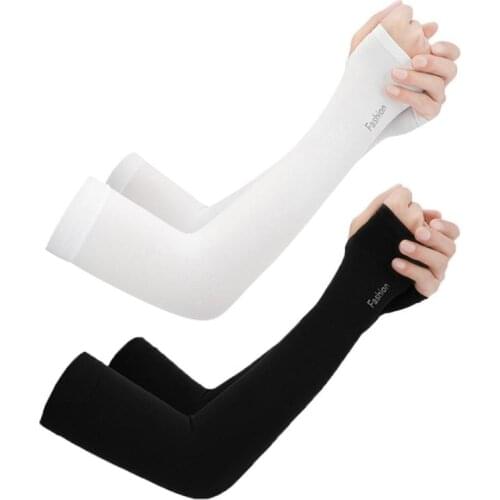 2pcs Ice Silk Sunscreen Cuff Summer Riding Cool Sleeves Running Arm Sleeves Outdoor Sports Tourism Kit College Style Breathable