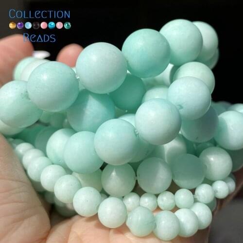 Natural Stone Dull Polish Blue Amazonite Chalcedony Round Bead For Jewelry Making 4-12 MM DIY Bracelets Accessories Wholesale