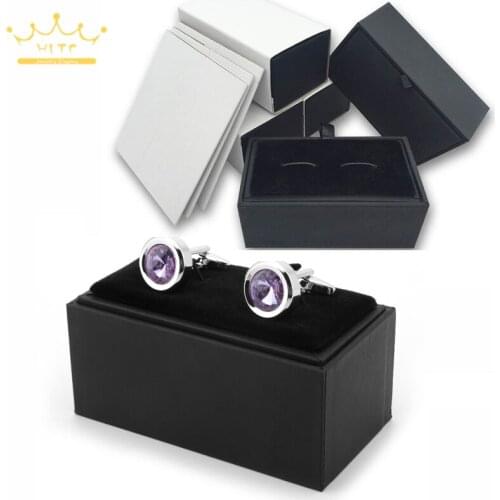 Delicate Black Velvet Cufflink Box Case Cuff Links Portable Package Display Holder Tie Pin Gift Packaging Box 100/200pcs
