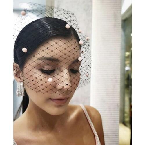 New Black Bridal Net Birdcage Veils Charming Wedding Veil Hats Fascinator Face Veils with Comb