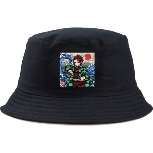 Anime Demon Slayer Cosplay Bucket Hat Cotton Panama Bucket Hat Cap Summer Sport Cap Sun Visor Fishing Fisherman Hat
