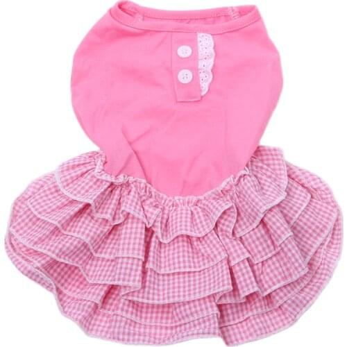 New Plaid Dog Cat Dress Skirt 100% Cotton Dog Cat Spring/Summer Breathable Clothes Apparel 3 Colours 6 Sizes