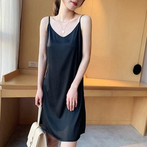 Sexy Summer Dress Loose Sleeveless V-neck Sling Long Party Femme Robe Minimalist Clothing Vestidos De Mujer Black Women Clothes