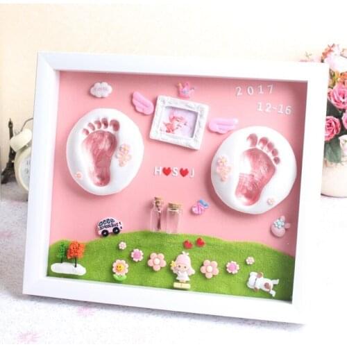 Baby Hand Foot Print Photo Frame DIY Newborn Baby Souvenir Gift Hands Feet Mold Maker Infant Ink Pad Toys