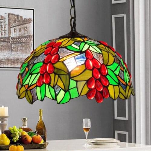 Retro colorful Tiffany lamp Stained Glass Pendant lamp Western Restaurant hanging Lights Bar Beauty Shop Lobby Led Home lighting