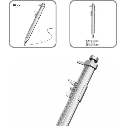 DIY 10Pcs Simple Flexible Exquisite Caliper Ball Point Pen Plastic Signature Pen Multifunction for Office