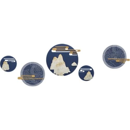 Modern Wrought Iron Round Landscape Wall Painting Hotel Store Cafe Wall Sticker Decoration Home Livingroom Wall Mural Ornaments