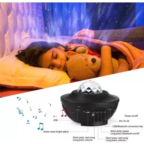 10 Lighting Models LED Starry Star Projection Lamp Music Night Light Watermark Lamp USB Cable Bluetooth Voice Controlled