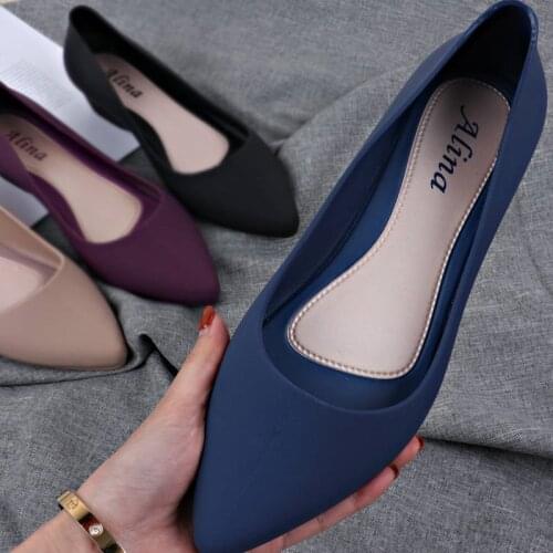 Pointed Wedges pumps women shoes 2019 spring autumn shoes women Elegant Shallow Work Low heel Slip-On PVC Casual shoes hjm78