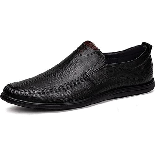 Large Size Genuine leather Men shoes loafers Business casual leather shoes Men flats Comfortable Driving Shoes for Men Moccasins