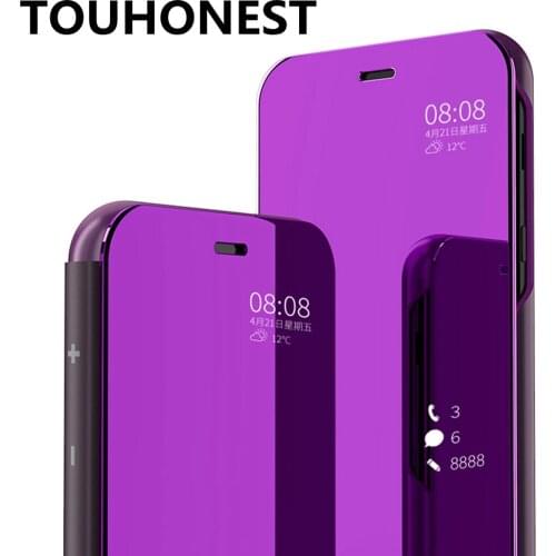 Smart Mirror Flip Case For Samsung Galaxy A6 plus A8 2018 Stand Leather Clear View Phone Cover For Samsung J4 J6 J8 J7 A8 star