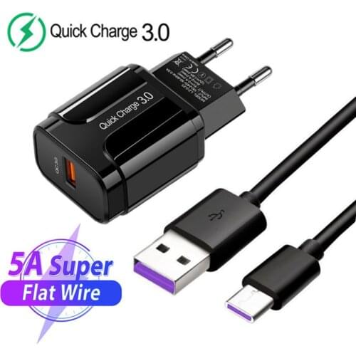 USB 3.0 5A Fast Type C Charger Cable For Samsung A50 Huawei Note 5T 6 7 Se Mate 20 Honor 9X 30 Pro Phone fast usb 9V 2A adapter