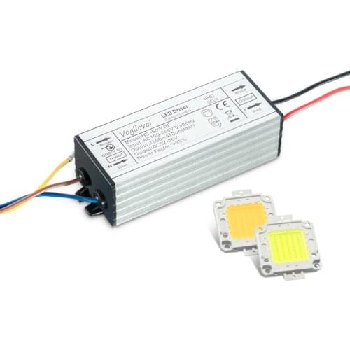 Vogliovoi Full Power Set Transformer 50W AC85-265V Waterproof Aluminum + 30MIL 3500K 6500K LED Chip For Bulb Floodlight