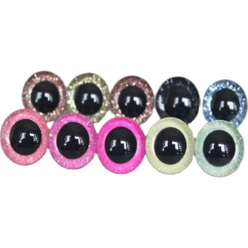 Y10 New items 9-12-14-16-18-20-24-30-35mm 3D glitter Candy color toy eyes for woolen diy plush doll color option--500pcs