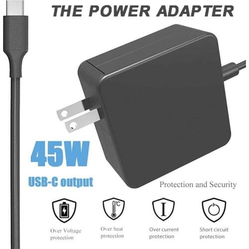 1PC 45W Type-C USB-C AC Laptop Charger Power Adapter for Lenovo MacBook Dell XPS Replacement Laptops Charging Extension Cable