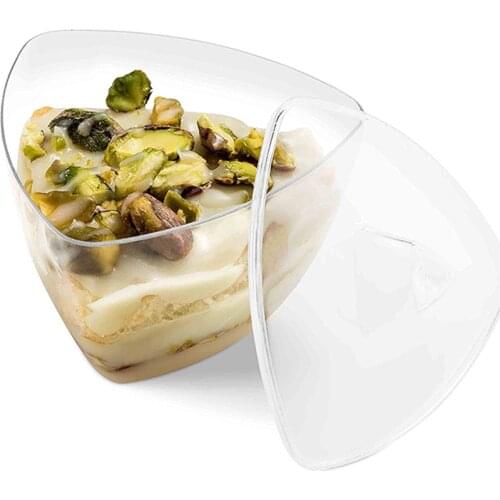Promotion - Party Suppliers, Disposable Plastic Tableware, 68*63mm/100mm Clear Triangle Dessert Cup, 10/Pack
