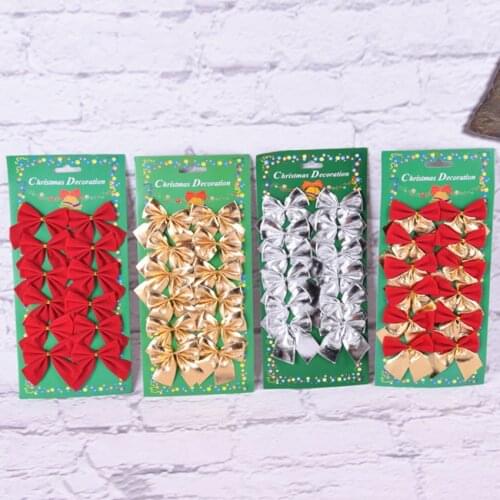 12pcs/lot Bow Tie Christmas Tree Decoration Christmas Pendant Tree Decor Baubles Fashion New Year Supplies Party DIY Decorations
