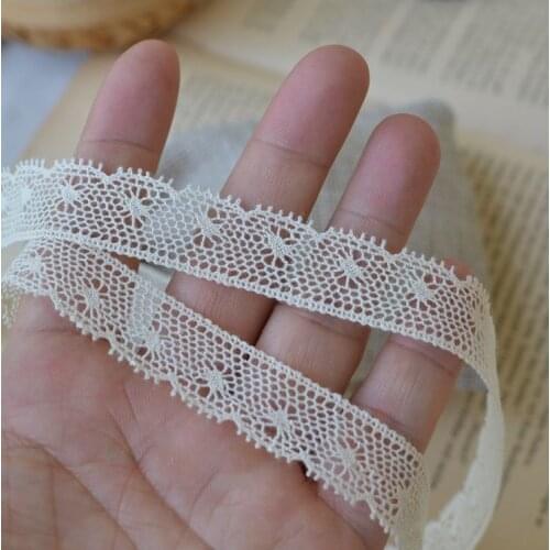 4 Meters/lot 1.5cm Lace Ribbon Beige Decorative Cotton Trim Lace Crochet Cotton Lace Fabric