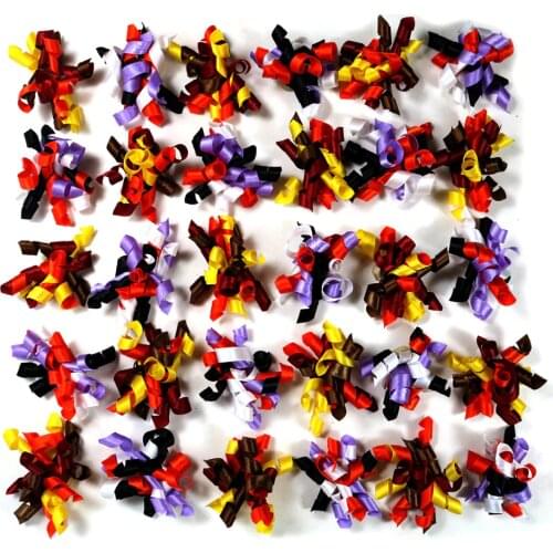 50/100pcs Pet Dog Puppy Cat Hair Bows for Thanksgiving Halloween Ribbon Volumes Dog Grooming Accessories Pet Supplies