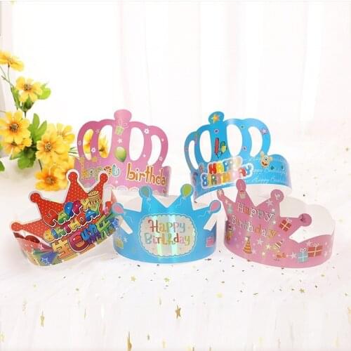 50pcs Paper Birthday Crowns Hat Cap for Kids Family Birthday Classroom School Party Supplies