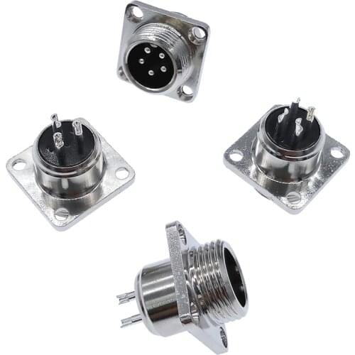 GX12 aviation connector square base flange socket 2 pin 3pin 4pin 5pin 6pin 7pin diam 12mm