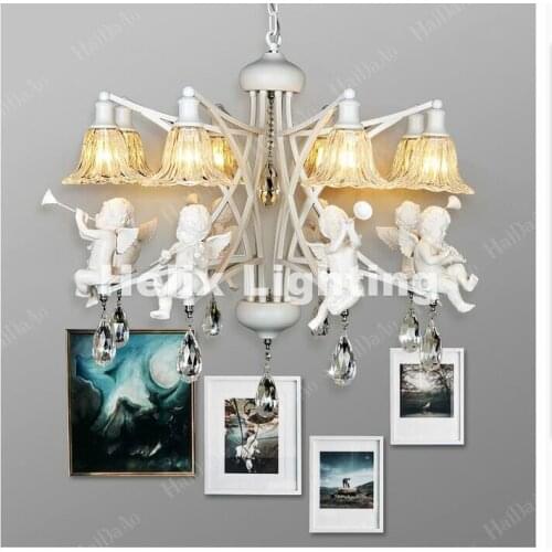 Free Shipping Newly European Modern Nordic Style Creative Brief Restaurant Lights Angel Violin Personalized Crystal Pendant Lamp