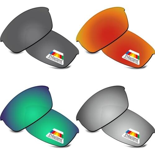 Bwake 4 Pairs Black & Silver & Green & Fire Red Polarized Replacement Lenses for-Oakley Bottle Rocket OO9164 Sunglasses Frame