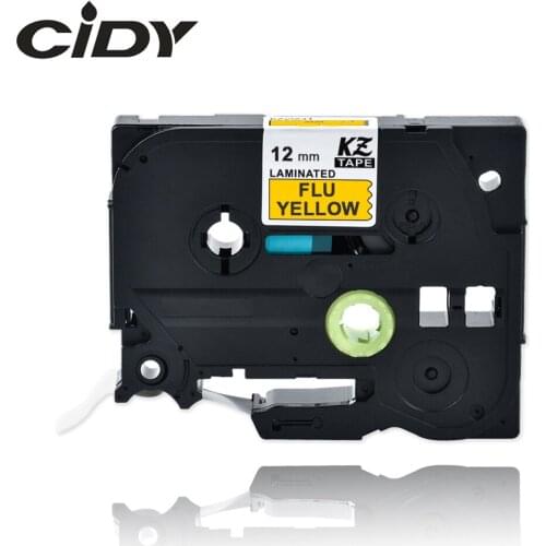 CIDY compatible tze-C31 Tz-C31 TZ C31 TZE C31 Black on Fluorescent yellow Laminated label tape used for brother printer