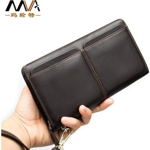 Mens Leather Wallet Retro Multi-function Clutch Multi-card Slot Long Leather Bag Card Holder for Men