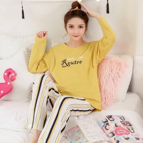 Cotton pijama mujer Round Neck women pajamas set Full pajamas for women warm sleepwear Winter pijamas new style