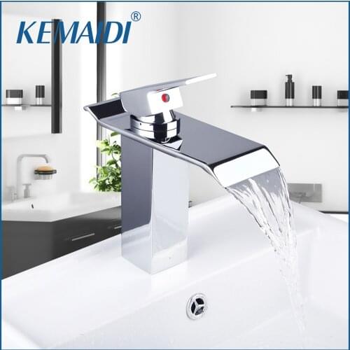KEMAIDI New Arrival Bathroom Faucet Ceramic Waterfall Chrome Brass Basin Faucet Lavatory Combine Set Faucet Mixer Tap