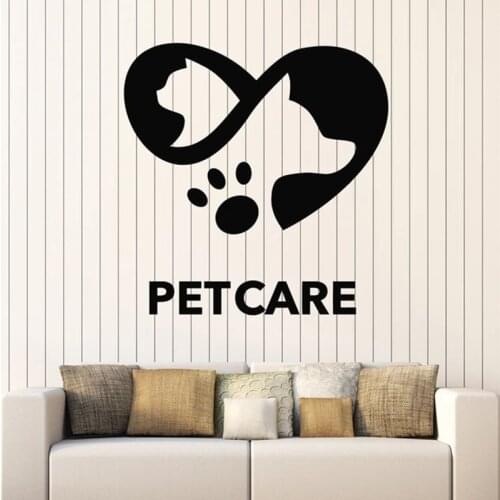 Love Animals Friendship Dog Cat Wall Sticker Pet Care Wall Decal Veterinary Clinic Pets Shop Wall Decor Door Window Vinyl Murals