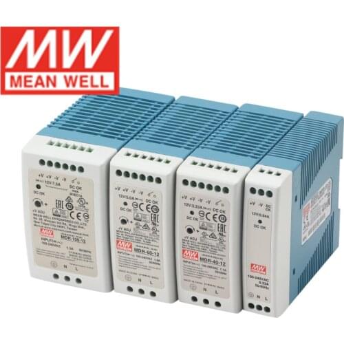 Mean Well MDR Series 5V 12V 24V meanwell 10W DC Ultra Slim Step Shape DIN Rail Power Supply With Built-in active PFC function