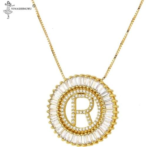 Fashion Cubic Zircon Alphabet Pendants Gold Color Copper Mini A-Z Letter Pendant Necklace Shinning 26 Initial Collares Jewelry
