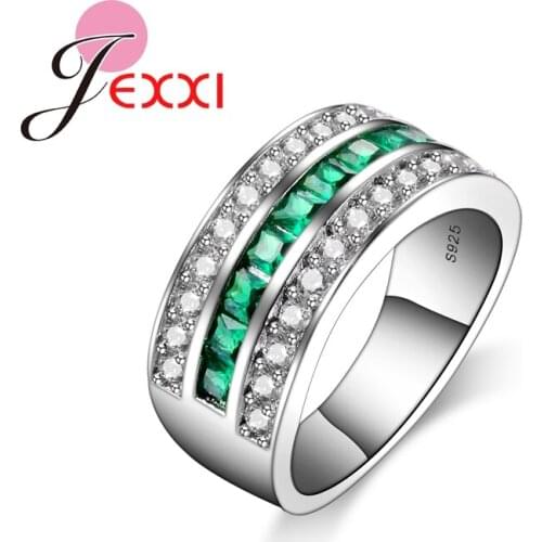 Fashion Band Jewelry CZ 925 Sterling Silver Wedding Engagement Rings For Women Luxury Party Finger Ring