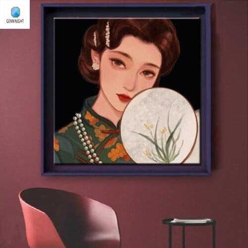 Diy oil painting by numbers Republic of China style beauty girl digital paint by numbers diy digital painting anime poster