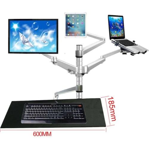 OA-13X Multimedia Desktop Dual Arm 10"-25" LCD Monior stand mount+ Laptop Holder Stand +10" tablet mount+keyboard tray bracket