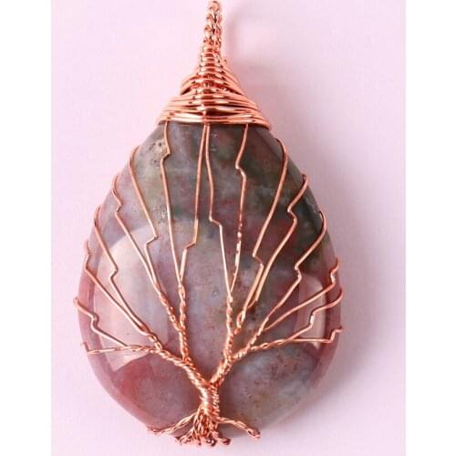Natural Indian Carnelian Handmade Wire Wrap GEM Pendant Teardrop Jewelry S639