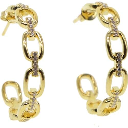 New Fashion Big Circle Punk Great cuban link chain circle Earrings chain Gold Color For Women Party Wholesale Top Quality