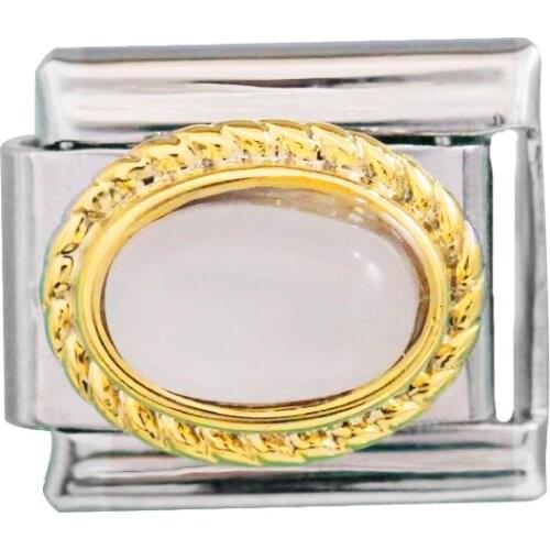 Wholesale Composable links bracelet Classic 9mm white cat eye semi-precious oval stone Italian charm link bracelet