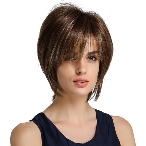 12 inch/30cm Short Straight Wig Hair Wigs Natural Heat Resistant Side Part Full Wig for Women Daily Party